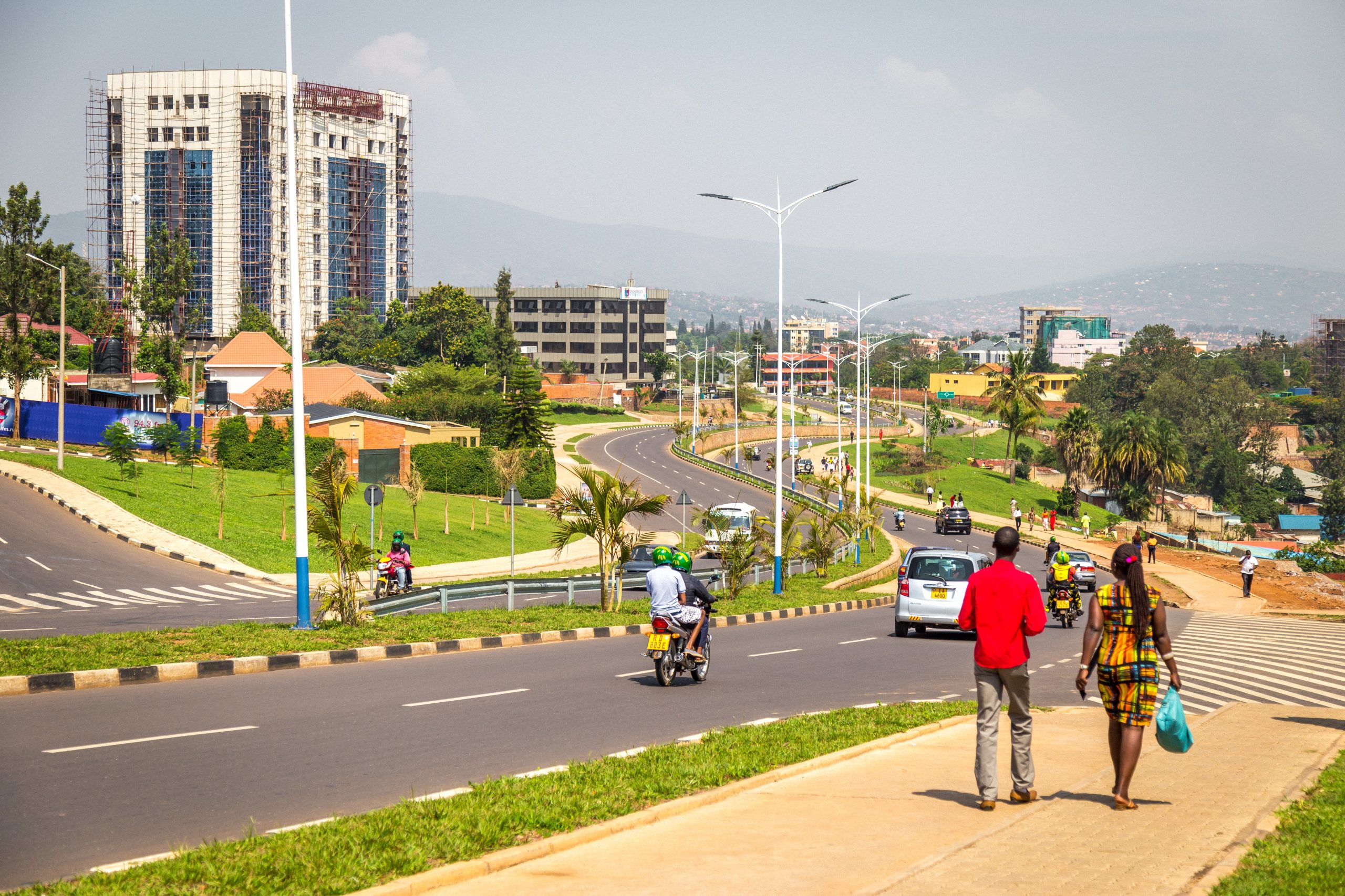 Rwanda's gorilla trekking: Well paved and clean road of Kigali City on the drive to Rwanda's gorilla trekking
