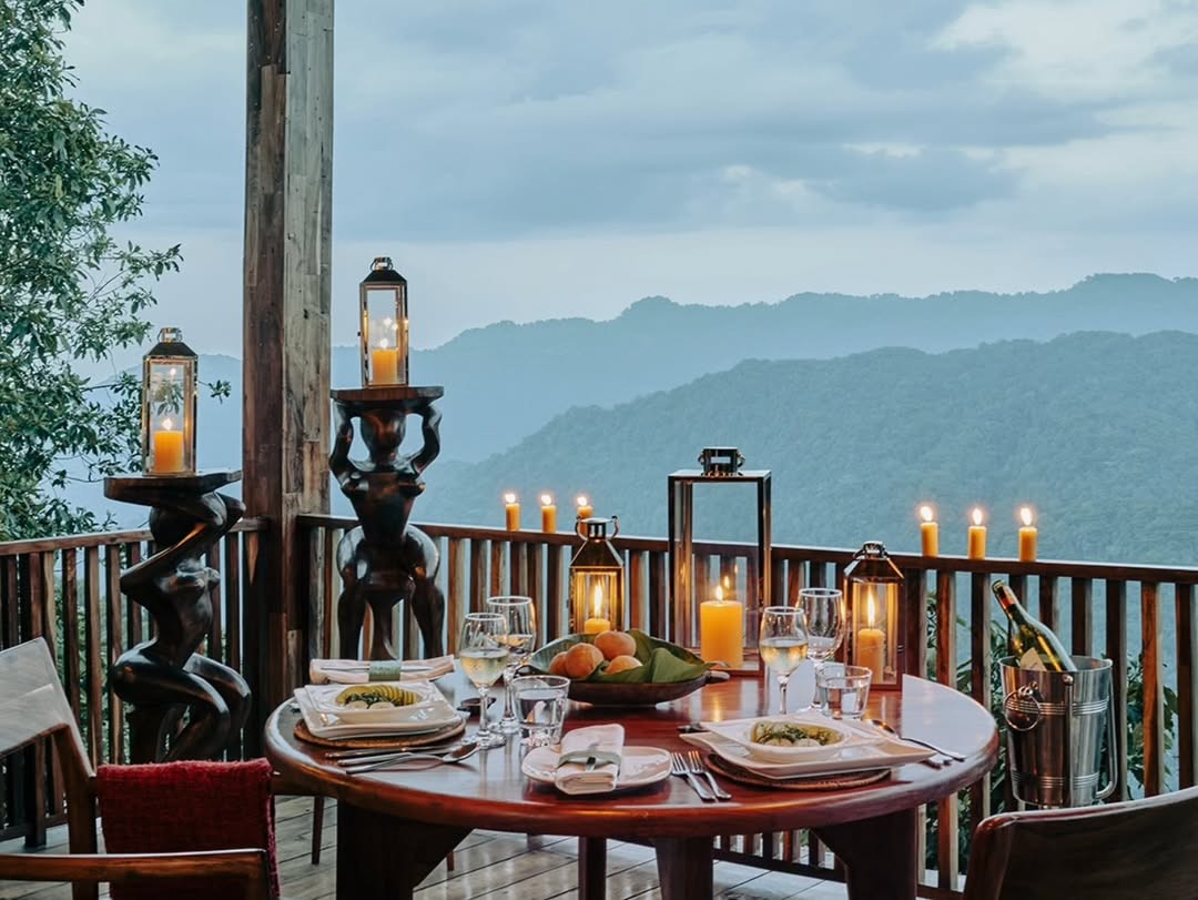 Dinner at Nkuringo gorilla lodge
